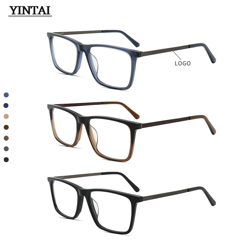 Factory Stock High-quality Retro Solid Color Transparent Optical Glasses Metal Frame for Men