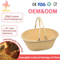 New Arrivals Cute Style Eco-Friendly Handmade Oval PP Plastic Multifunction Picnic Gift Storage Baskets Handle Shopping Kitchen