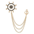 Vintage Retro Alloy & Rhinestone Brooches Men's Suit Chain Pins for Wedding & Engagement Number Pattern