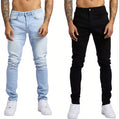 Wholesale Custom Autumn Men's Straight Print Washed Button Jeans Comfortable Cotton Denim Elastic Casual