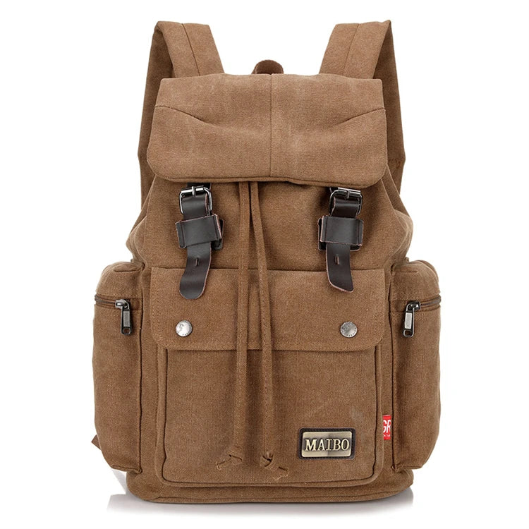Customised Shoulder Travel Hiking Waterproof Cheap Thick Canvas Rucksack Backpack Men