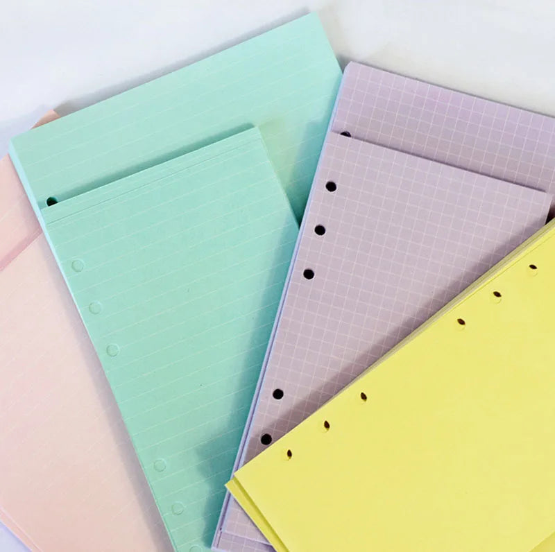 A6/A5 6-Hole Notebook with 40 Sheets of Removable Replacement Paper Inside Pages Replace School Notebook