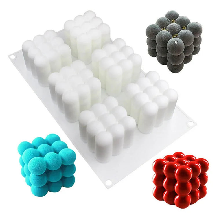 3D Bubble Cube Fondant Silicone Mousse Cake Mold Magic Cube Bubble Mold