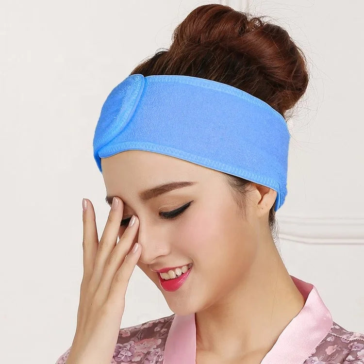 Custom Logo Spa Cotton Makeup Headband with Hook and Loop Beauty Accessory