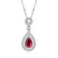 Elegant 18K Gold Plated Synthetic Ruby Water Drop Pendant Necklace Created Gemstones Charm Pendant for Girl Birthday Gifts