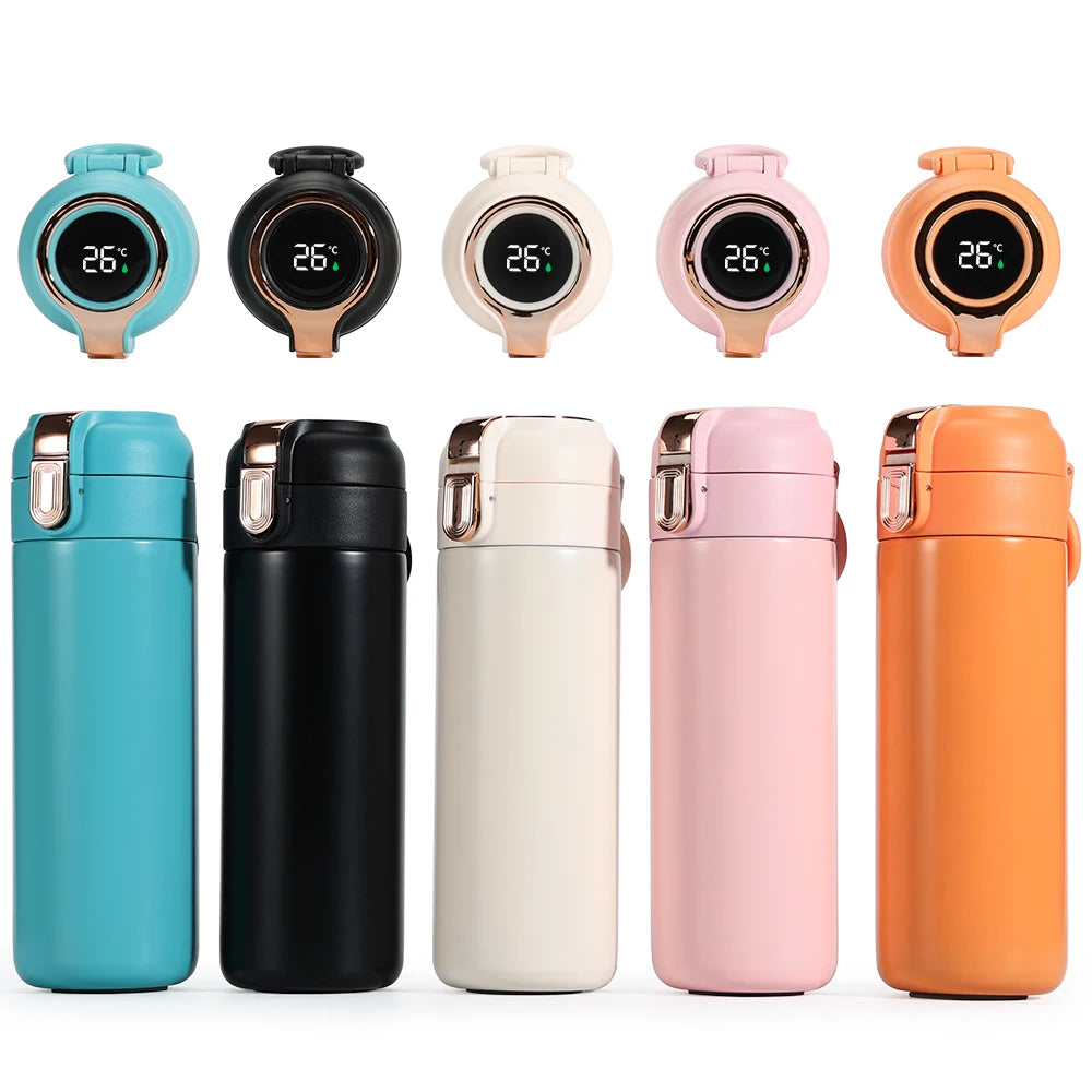 Custom Logo 500ml Smart Water Bottle Double Wall Vacuum Flask Stainless Steel Water Bottle with LED Lid