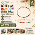 Go2boho Boho Glass Bead Bracelet Handmade Stack Rainbow Tiny Beads Lucky Energy Chain Adjustable Cord Fashion Jewelry for Women