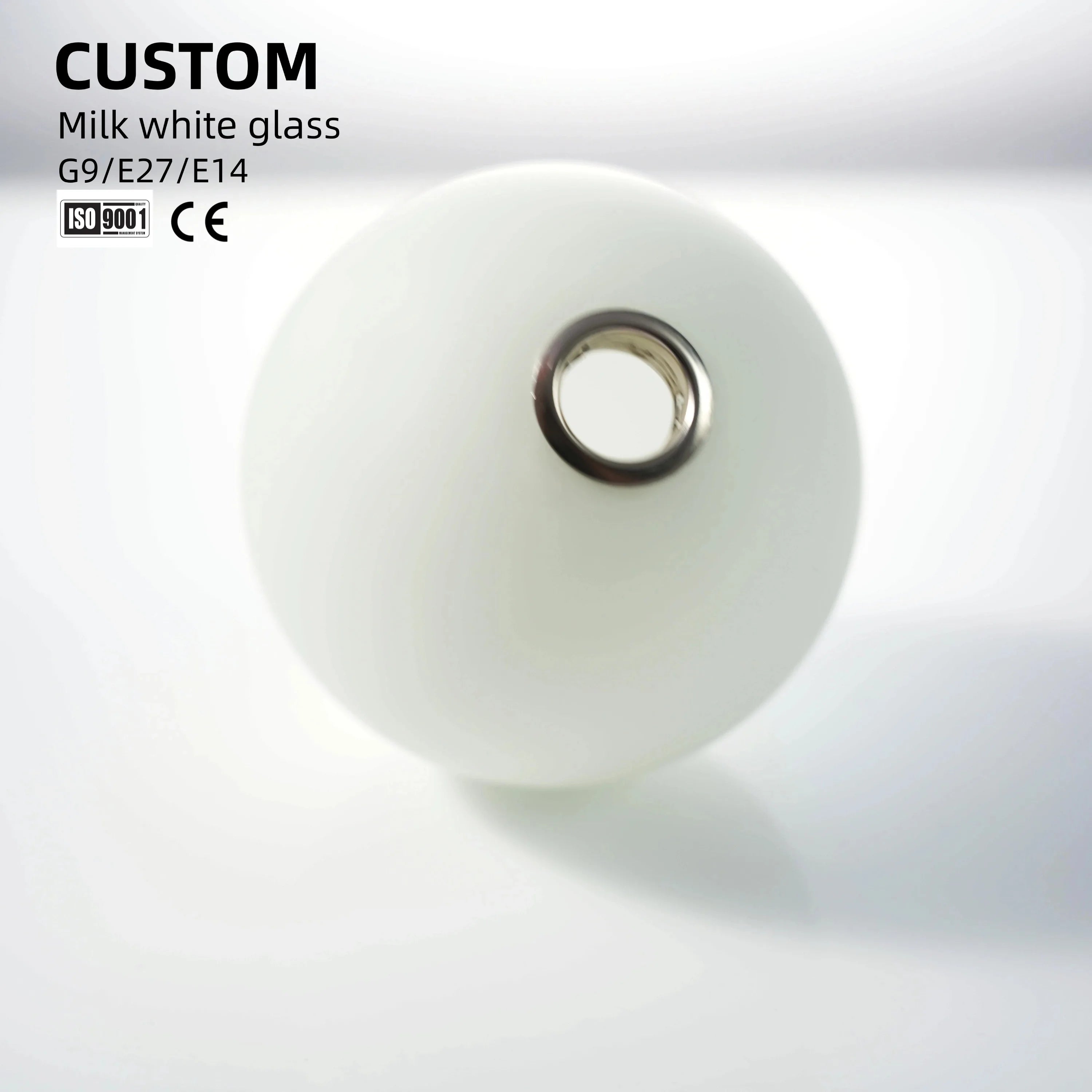 Opal White Glass Lamp Shade with Metal G9 for Pendant Light Fixtures Lighting Cover Mouthblown Glass