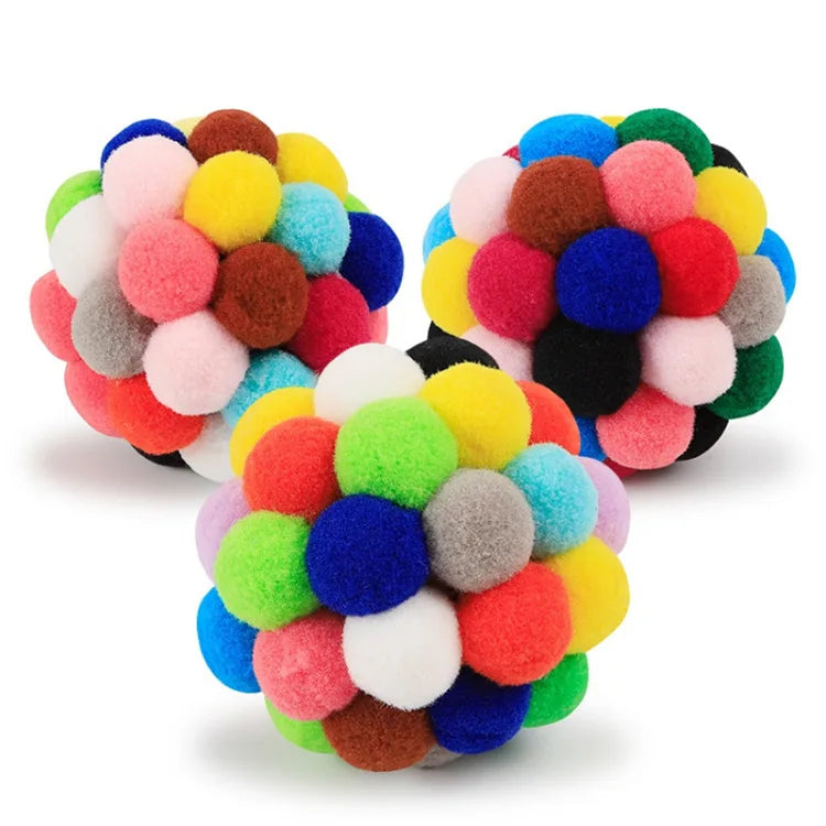 Colorful pet plush toy bells Stretch chew pet supplies interactive cat toy 2023