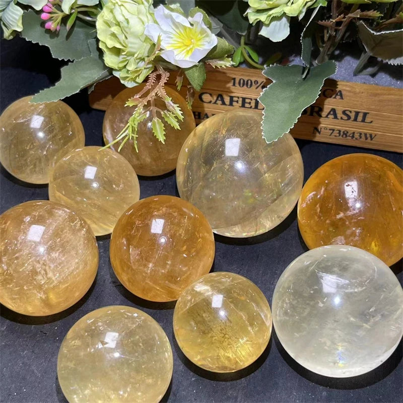 Natural Crystal Healing Stone Crystal Sphere High Quality Honey Calcite Sphere for Energy