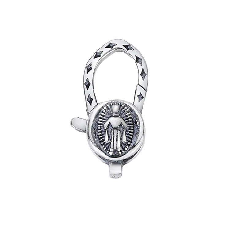 925 Oxidized Sterling Silver Lobster Claw Jewelry Claps 925 Religious Pendant Lock for Bracelets