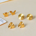 MC307 Wholesale Stainless Steel Stud 18K Gold Plated Butterfly Heart Round Sunburst Sparkling Fashion Stud Earrings for Women