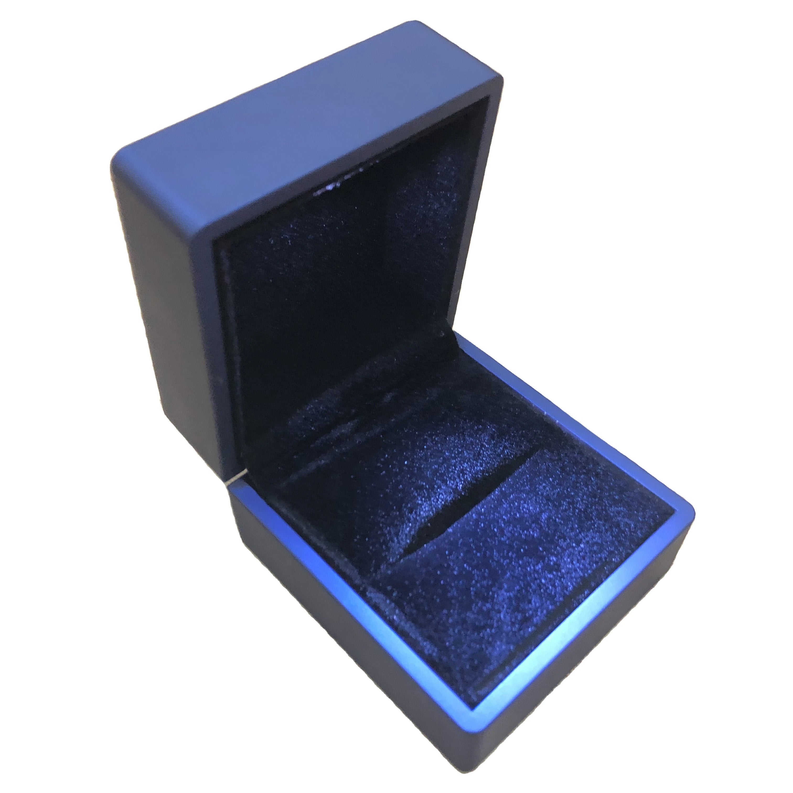 LED Frosted Effect Ring Box-Customized Color & Logo Plastic/Velvet/Sponge Material 60x65x50mm Size for Ring Packaging