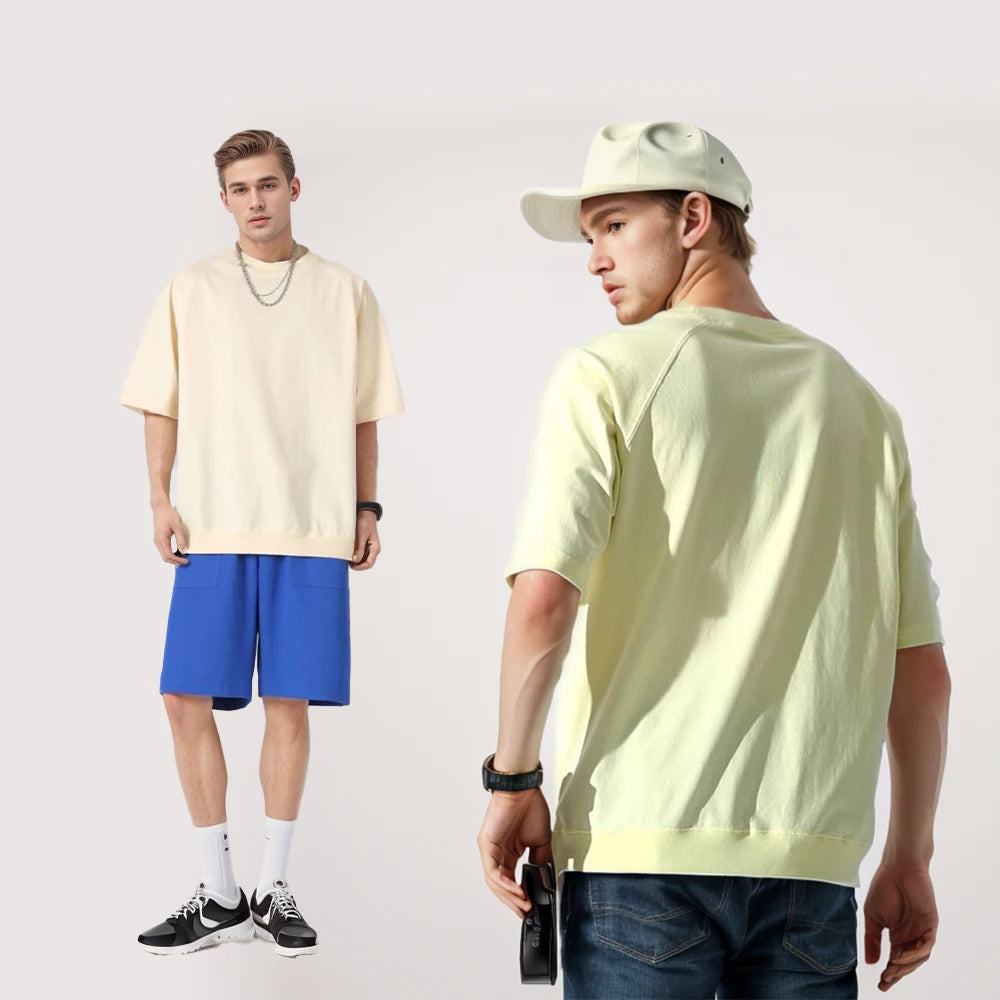 High Quality 100% Cotton Raglan Sleeves Oversized Tshirt Custom Man Clothes Sustainable Comfortable Ribbing Hem t Shirt for Men