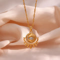 18K Gold Plated Evil Eyes Pendant Necklace Stainless Steel Titanium Steel Pave Zirconia Key Shape Pattern Pearl Main Jewelry