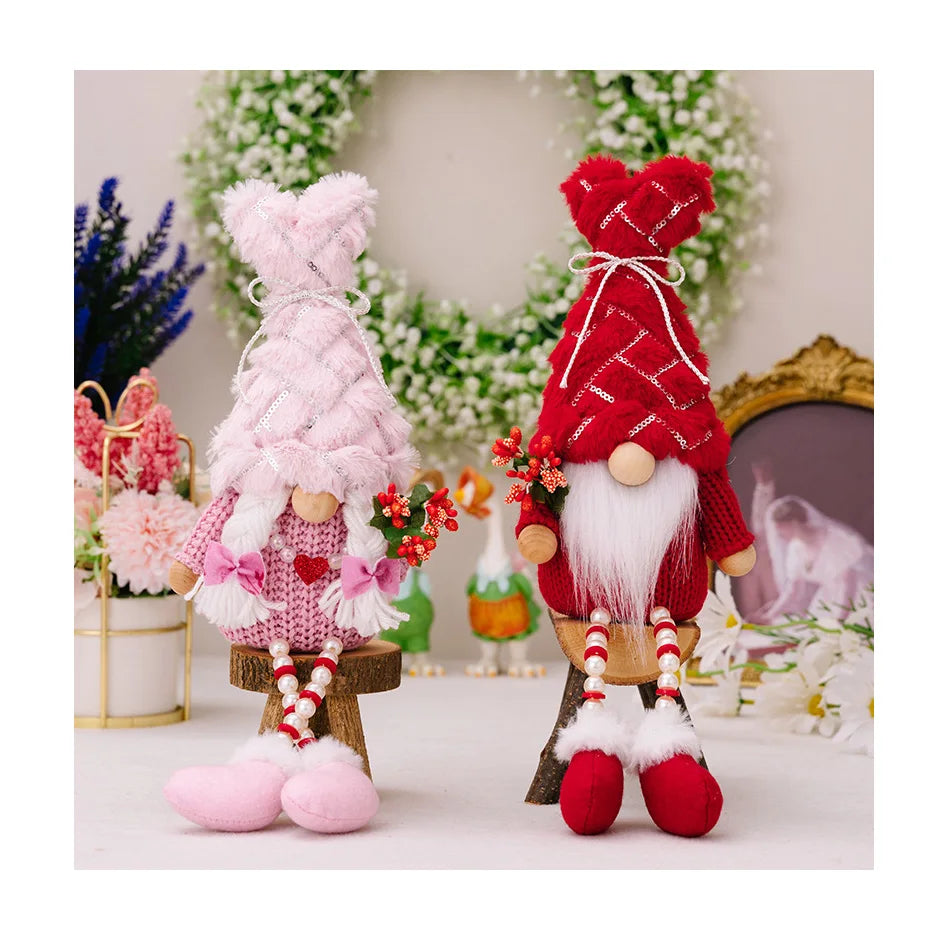 Sequins Plush Knitted Faceless Dwarf Doll Valentine's Day & Mother's Day Gift 2024 for Senior Women