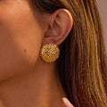 Womens Jewelry Designer Stud Earrings Stainless Steel Hammered Texture Gold Accessories for Women