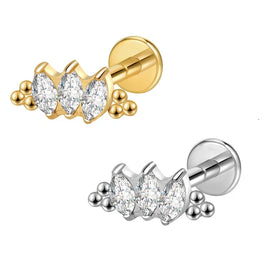 F136 Titanium Zircon Stud Earrings Lip Piercing Studex Hypoallergenic Stud Earrings for Women Men Jewelry