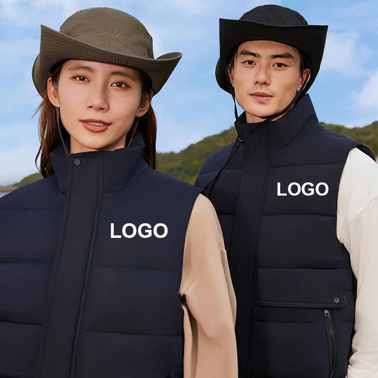 Men Winter Sleeveless Waistcoat Quilted Jacket Company Uniform Warm Thick Stand Collar Coat Padded Vest Man's Custom Logo Vest