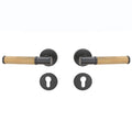 Modern Luxury Double Open Solid Brass Knurled Rosette Lever Door Handle with Gold Matt Black Finish for Hotel Use