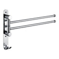 Multi-functional Bathroom Accessories Wall Mounted Durable Stainless Rotatable Double Rods Towel Rack With Hook