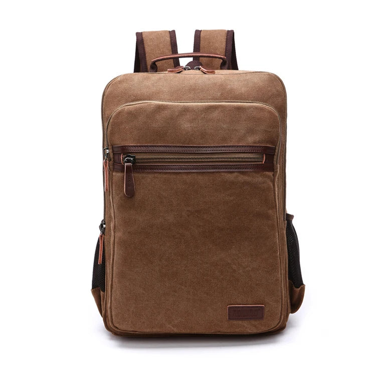 OEM ODM Retro Canvas Backpack Durable Multi-Pocket 15.6 Inch Laptop Rucksack with Custom Logo