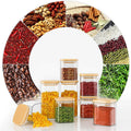 Stackable Square Design Glass Storage Jars  Airtight Food Containers with Wooden Bamboo Lids