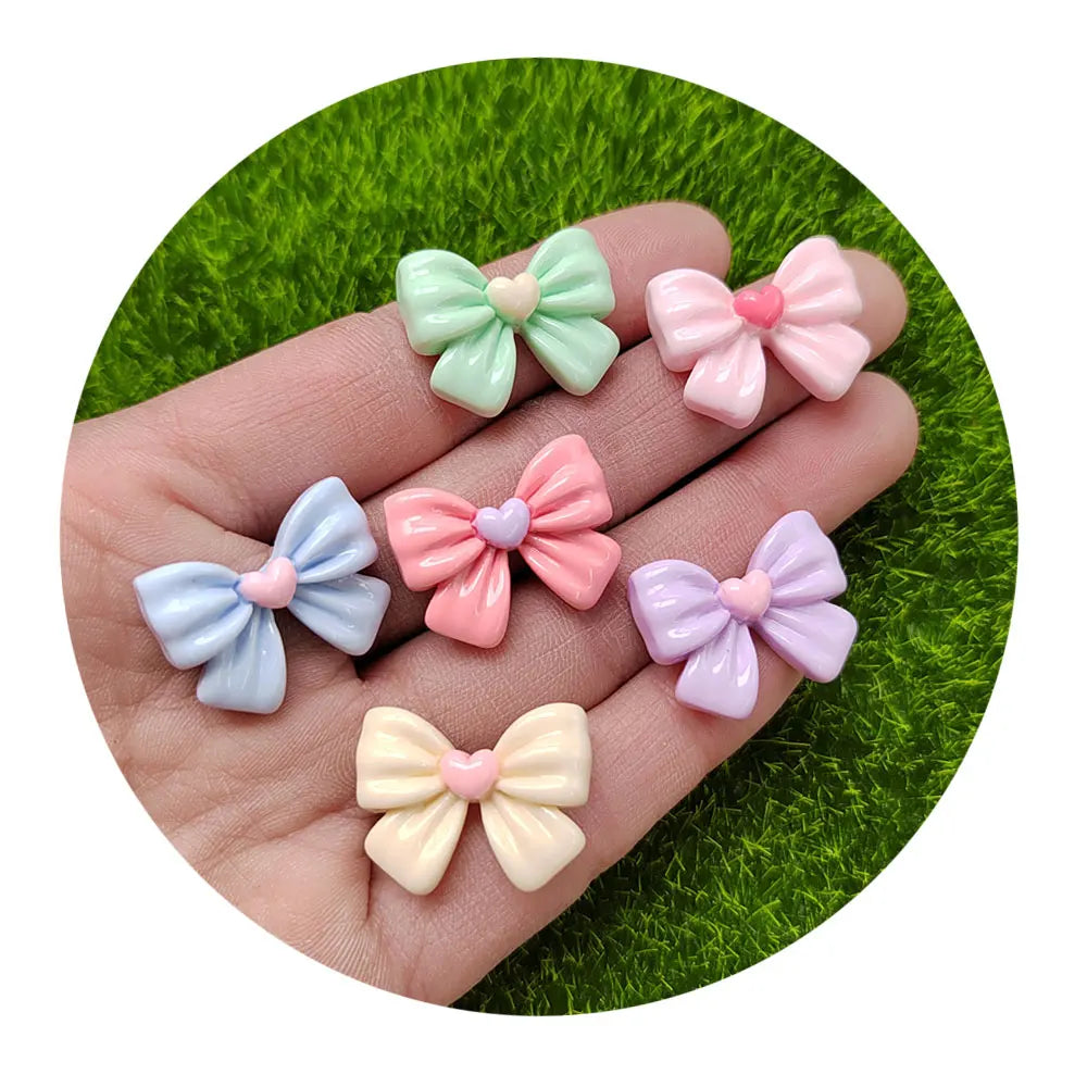 Mini Cute Bow Charms Pastel Color Flat Back Resin Cabochons Scrapbook Diy Phone Case Wedding Hairpin Accessories Craft