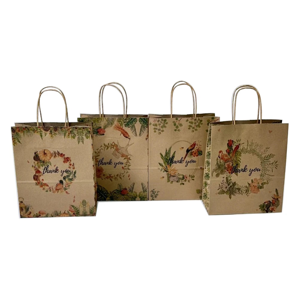 KUAIMA White Kraft Paper Bags Custom With Your Own Logo Thank You Bags Wedding Gift for Party Favors Baby Shower Christmas