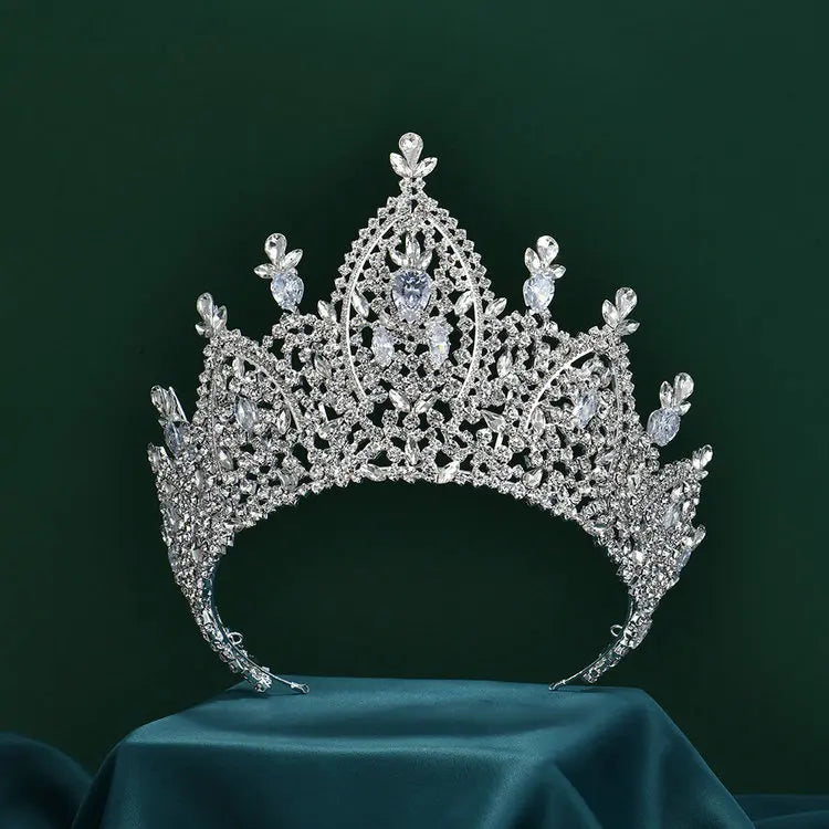 Qushine Romantic Big Wedding Hair Accessories Shining Crown Zircon Headpiece Bridal Tiaras Wholesale