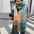 Rainbow Hairy New Women Plaid Scarf Winter Pashmina Shawls Cashmere Thick Wraps Lady Tassel Warm Scarves
