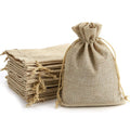 10x15cm Natural Linen Burlap Drawstring Gift Bag Recyclable Pouch with Custom Printing for Wedding Party DIY Packaging