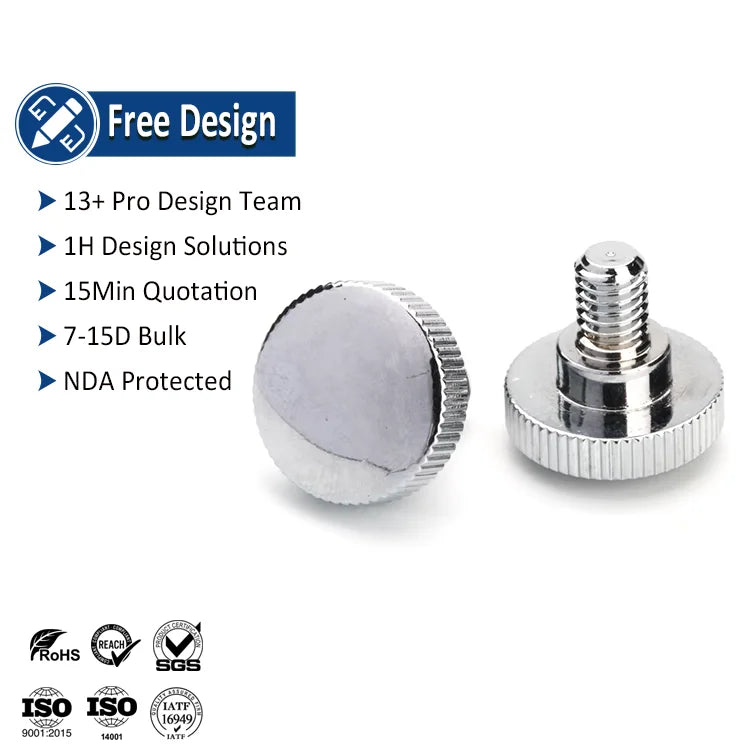 Custom Decorative Polishing Finish Shoulder Bolt Stainless Steel Step Knurled Thumb Screw