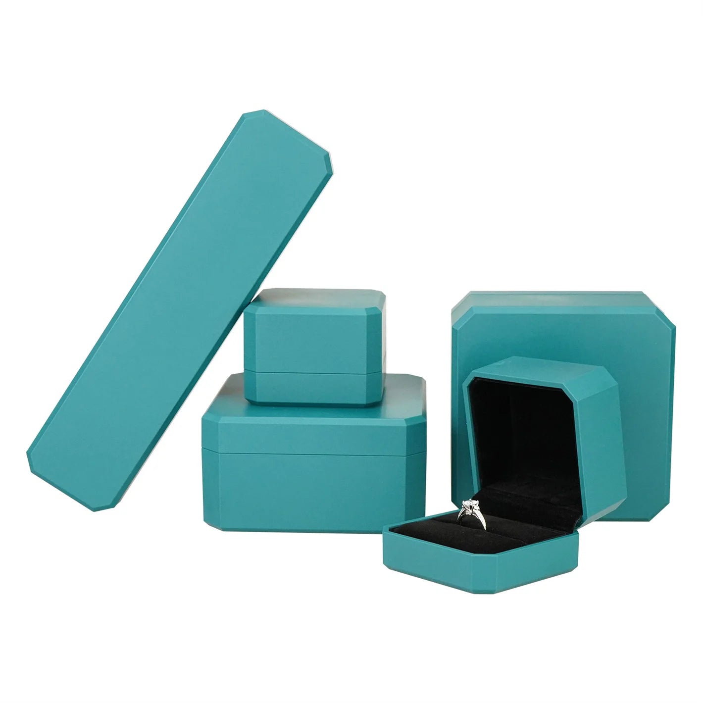 New Luxury Dubai Jewelry Box Customized Logo Ring Box with Luxury PU Leather New Fashion Embalagem Joias for Rings