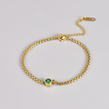 Women 2025 Simple Fashion Jewelry 18K Gold Plated Stainless Steel Green Cubic Zirconia Bracelet