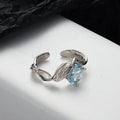 ICEBELA Factory Minimalist Korean 925 Sterling Silver Dainty Texture Oval Cut Aquamarine Blue Zircon Female Ring Designer