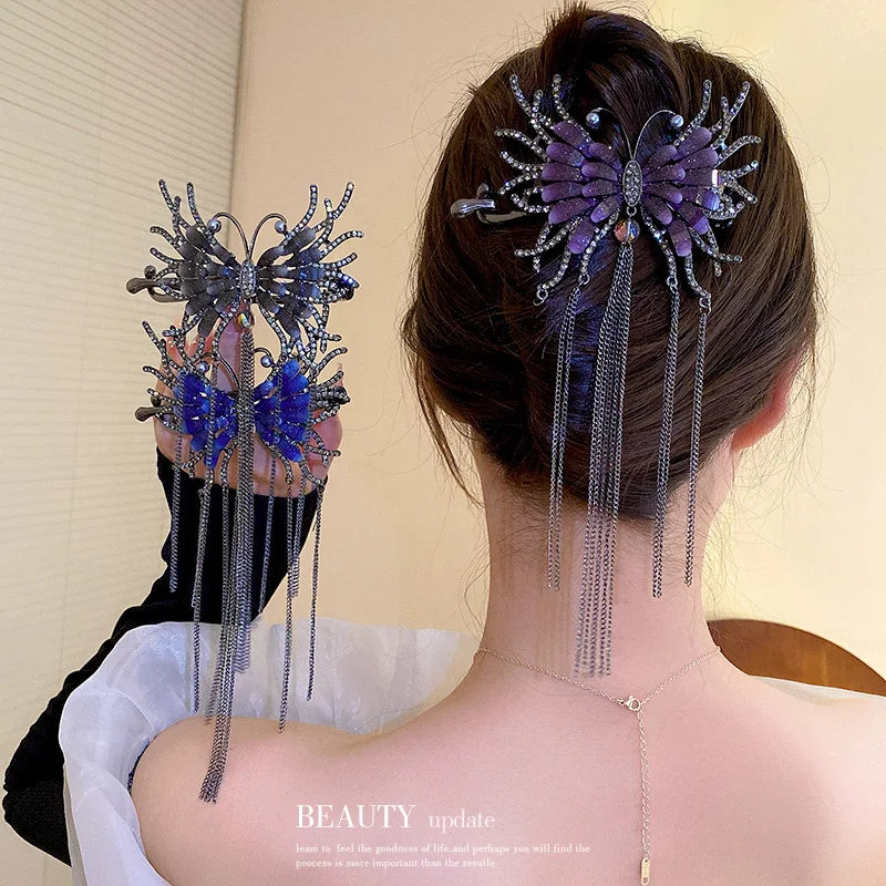 Para El Cabello Moda New Design Hair Claw Clip Designer Crystal Hair Claw Butterfly Clip Metal Claw Hair Clip