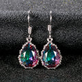 CAOSHI Beautiful Water Drop Gemstone Crystal Clear Dangle Earrings Girls Women Delicate Silver Big Pear Colorful Zircon Earrings