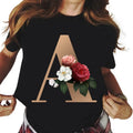 Custom New Round Neck Suit White Print Women Casual Letter Font Short Sleeve Tops Black T-shirt Clothing