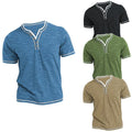 RNSHANGER Men's Plain Henley Shirt Round Neck Summer Comfortable Fashion Short Sleeve Tee Top Casual Street Wear Sports Tshirt