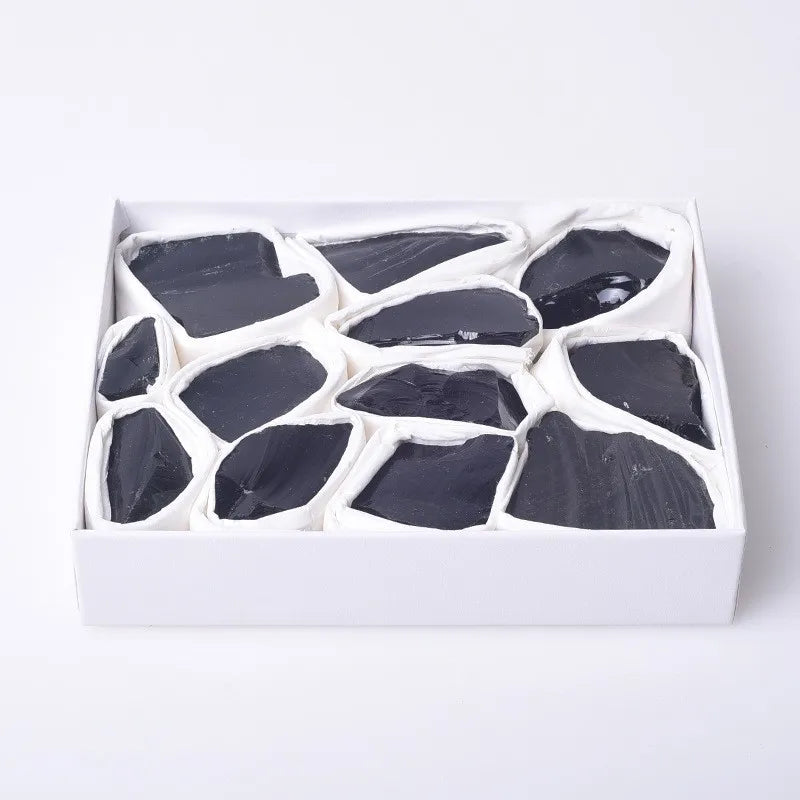HZ Wholesale Natural Crystal Gemstone Raw Black Obsidian Stone Specimen Packaging Display Box Healing for Decorations
