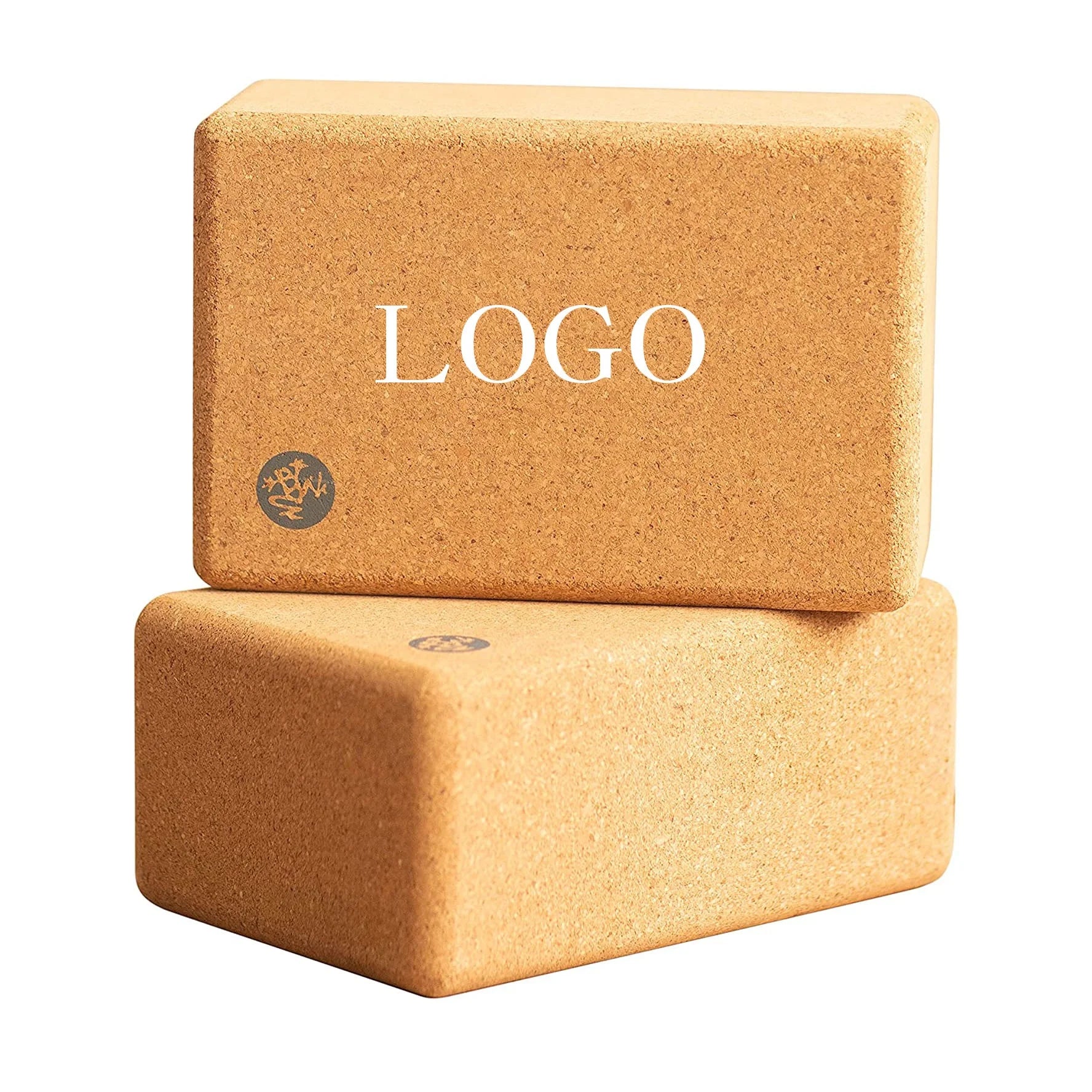 Wholesale  Custom Logo High Density Fitness Block Solid Natural Recyclable Cork Yoga Block Yoga Pilates Fitness  Accessories