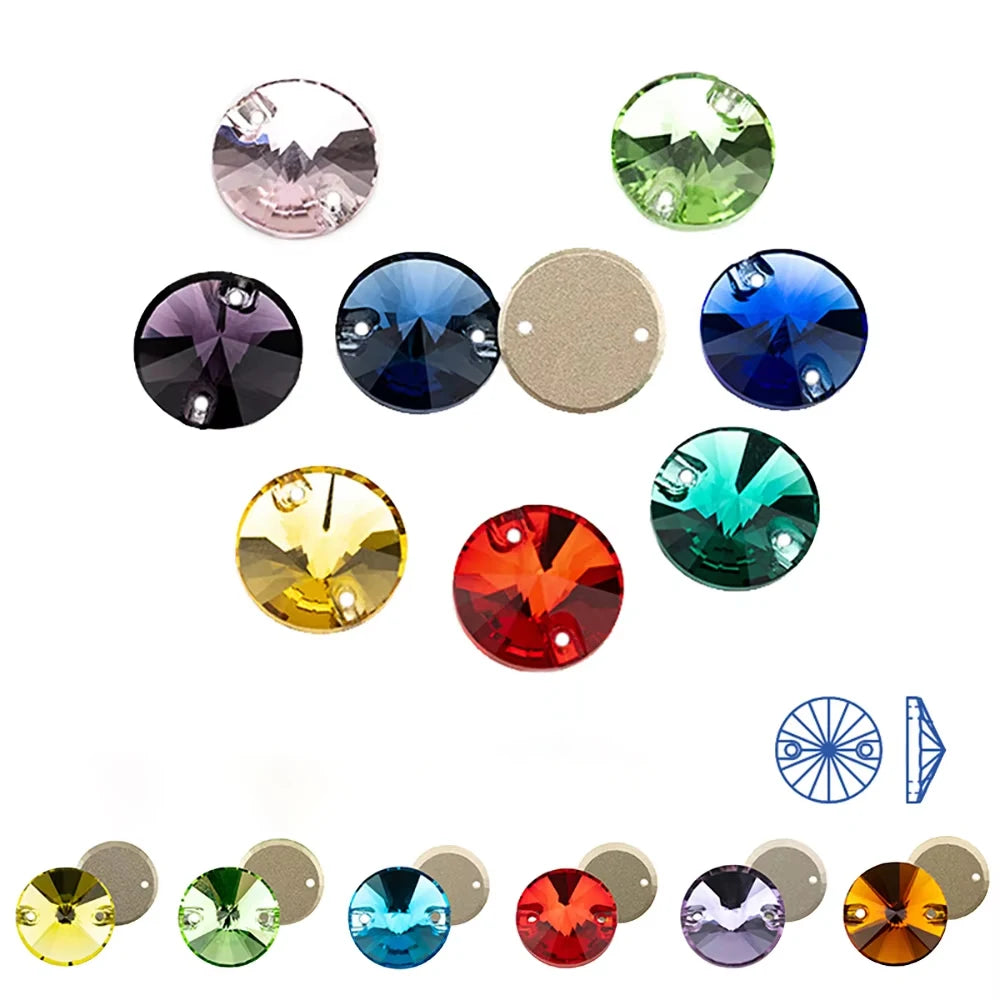 8-16mm Multicolour Glass Rhinestones Rivoli Shaped Flat Back Crystals Acrylic Sew-on Dress Nail Art Bags Garments Shoes