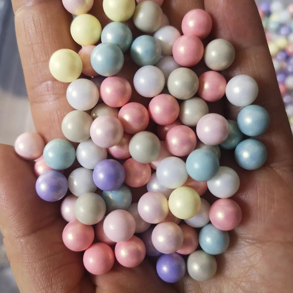 No-Hole 8mm 10mm 12mm 14mm Round Acrylic Macaron Dispersion Beads Loose Pear Shaped Light Color DIY Beaded Accessories