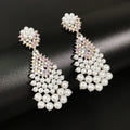 European Hotsale Colorful Baroque Crystal Rhinestone Dangle Earrings Multilayer Pearl Waterdrop Drop Earrings for Bride