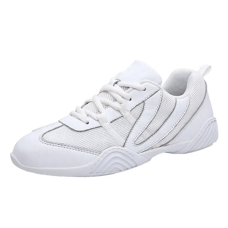 Competitive Aerobics Shoes for Female Cheerleaders Children Soft Square Sole Gymnastics Training Dance Shoes Made of Leather