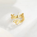 SP Popular Design DIY Stainless Steel Name Ring Couple 18K Gold Customized Personalized Double Name Rings