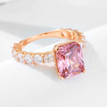 Luxury S925 Sterling Silver Engagement Wedding Ring Full Fine Emerald Cut Square Zircon Rose Gold Plated Trendy Anniversary