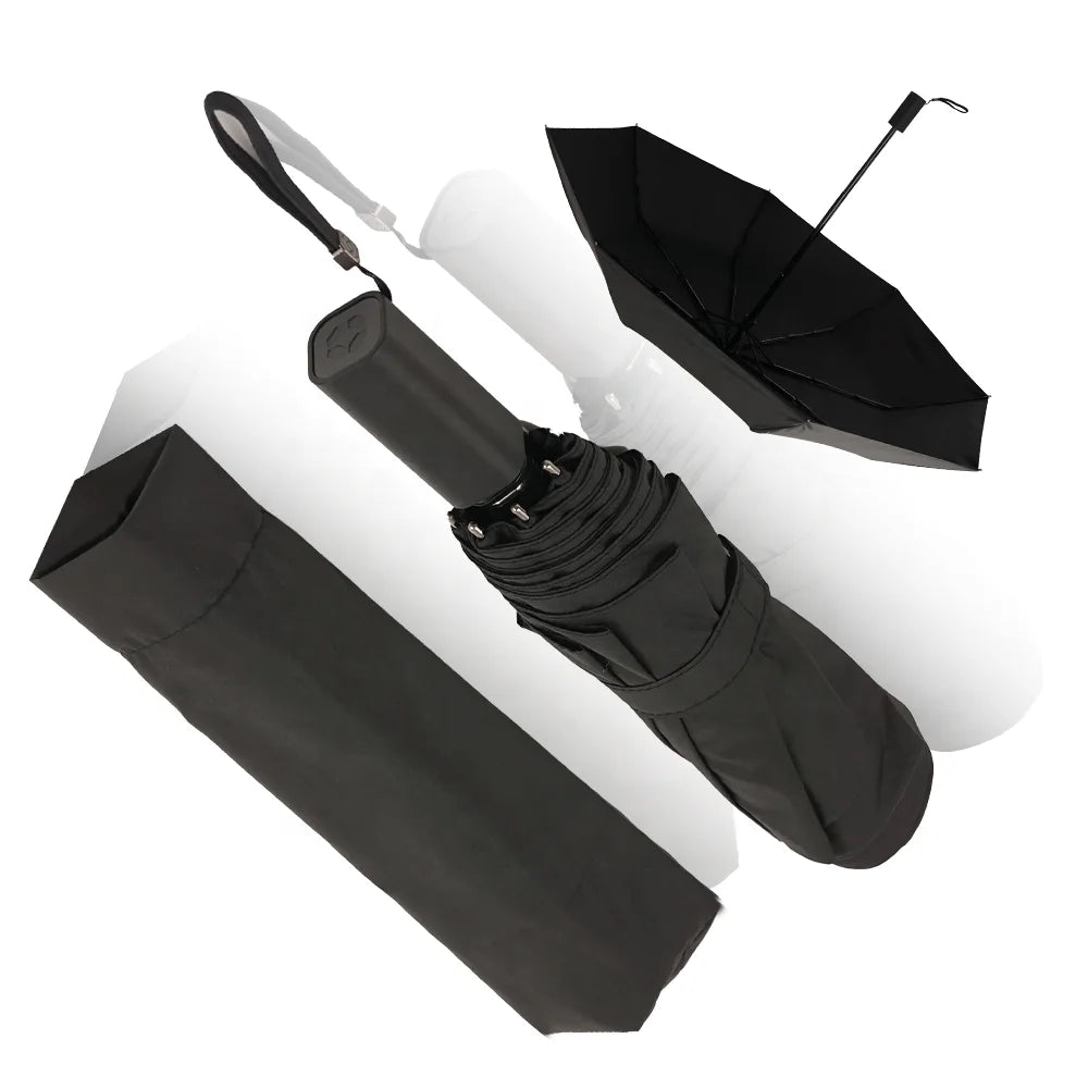 Umbrella Supplier Fully-automatic Umbrella Black Pongee Waterproof Auto Open Paraguas 3 Folding Uv Automatic Umbrella