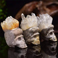 Wholesale Natural White Crystal Cluster the Skull Ornaments Hand-polished Raw Stone Polished and Carved Office Desk Decorations